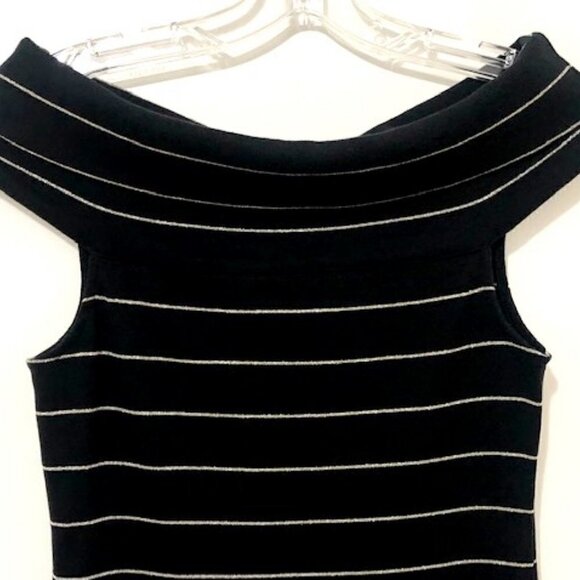 LRL Black Dress w/ Silver Stripes - Picture 2 of 4